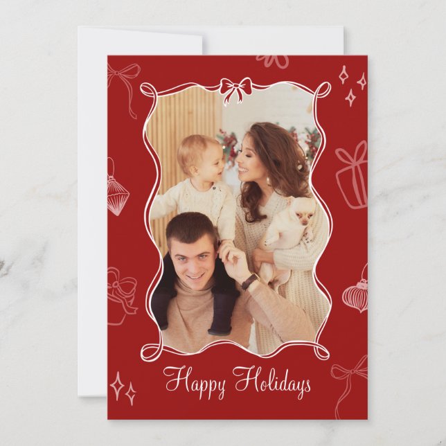 Plantilla de la tarjeta fotográfica de navidad con (Anverso)