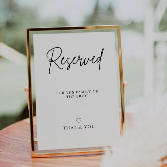 Plantilla de letrero de familia de la novia reserv (Reserved Bride's family Sign Template)