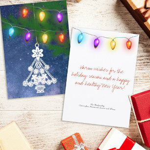 Plantilla de luces de época de adorno de árbol bla