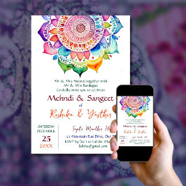 Plantilla de mandala colorida de Mehndi y Sangeet