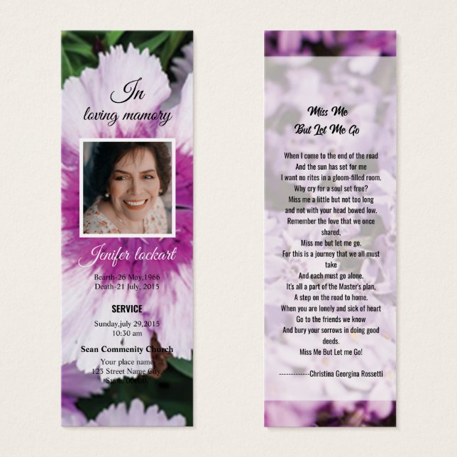 Plantilla de marcadores de funerales florales (Anverso y reverso)