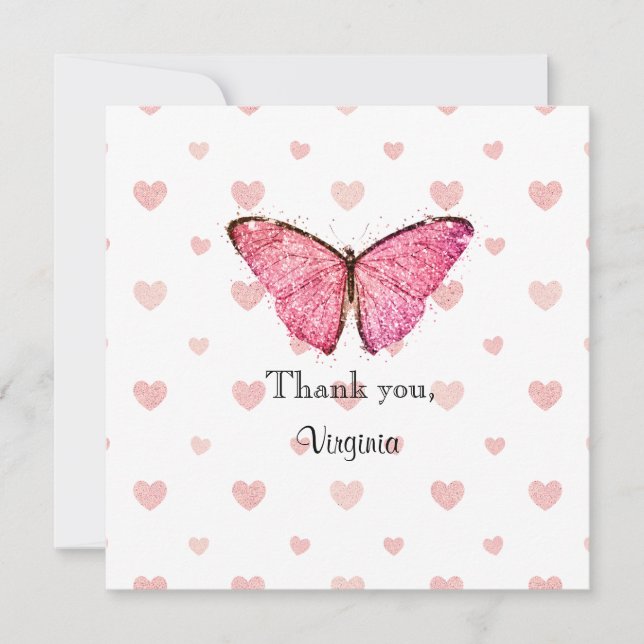 Plantilla de mariposa de Purpurina rosa y blanco (Anverso)