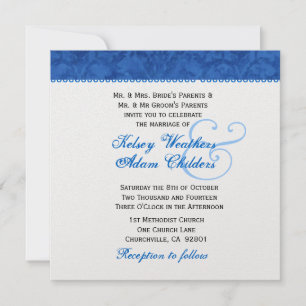 Plantilla de matrimonio real de Damasco azul y bla