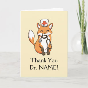 Plantilla de Médico de tarjetas de Cute Fox Drawin