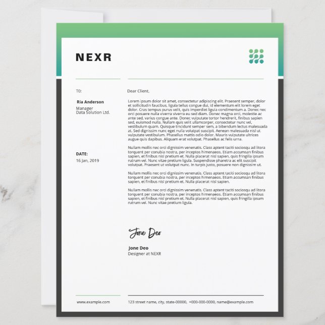 Plantilla de membrete de carta comercial (Anverso)