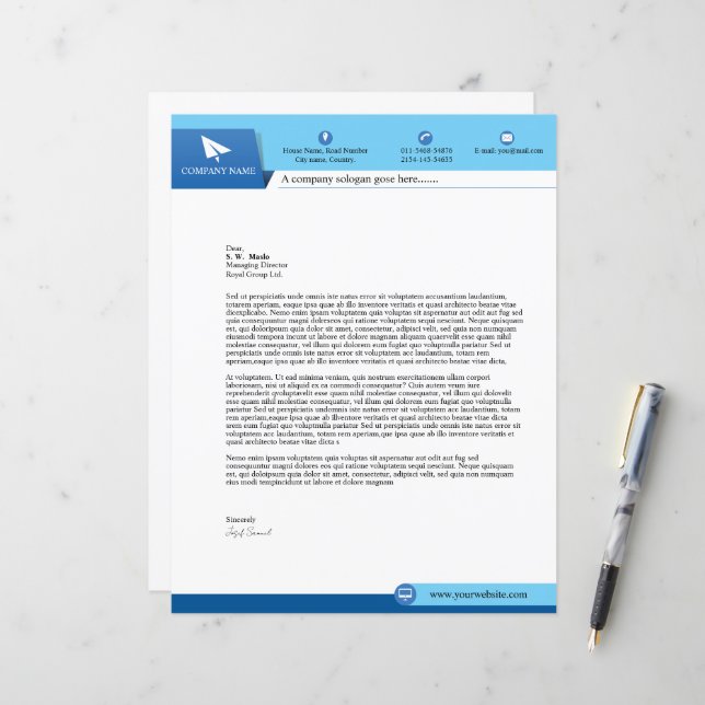 Plantilla de membrete de carta comercial (Anverso/Reverso In Situ)