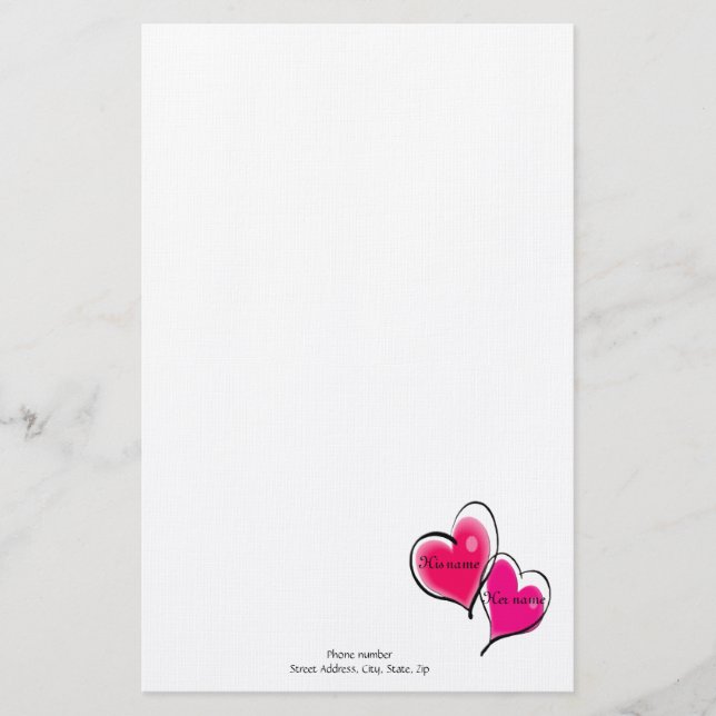 Plantilla de membrete de dos corazones (Anverso)