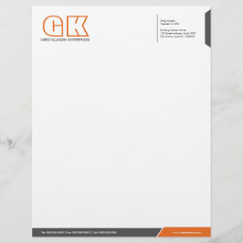 Plantilla de membrete gris y naranja profesional