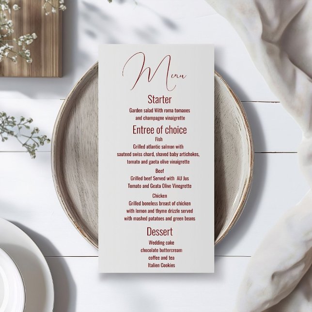 Plantilla de menú boda clásico, Moderno, guión (Subido por el creador)