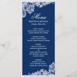 Plantilla de menú Boda de canto blanco azul de la 