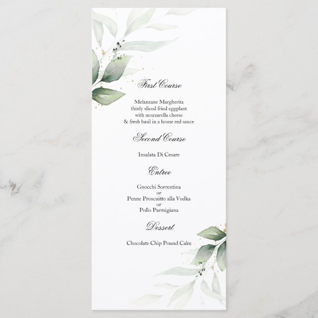 Plantilla de menú Boda de ecología Eucalyptus (Anverso)