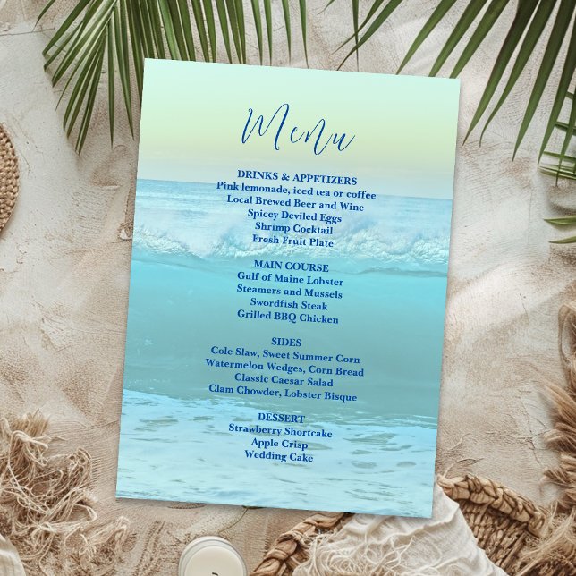 Plantilla de menú Boda de fondo de ondas oceánicas (Subido por el creador)