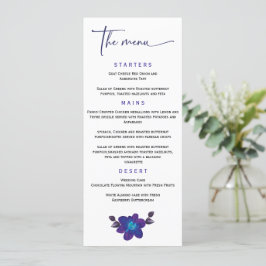 Plantilla de menú Boda de orquídeas azules persona
