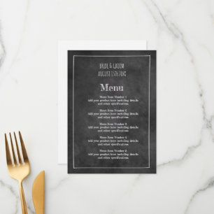 Plantilla de menú boda de pizarra negra casual