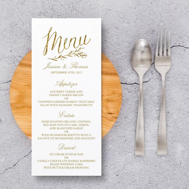 Plantilla de menú Boda de Relieve metalizado dorad (Subido por el creador)