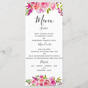 PLANTILLA DE menú boda de Rosas de color rosa-cris