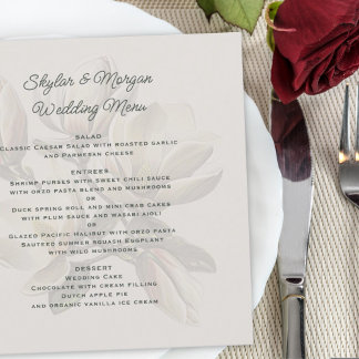 Plantilla de menú boda Flores de Magnolia del Sur