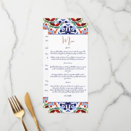 Plantilla de menú de azulejos de talavera azul mex