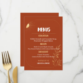 Plantilla de menú de boda boho de terracota