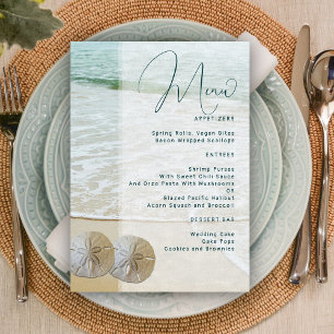 Plantilla de menú de boda con dólar de arena