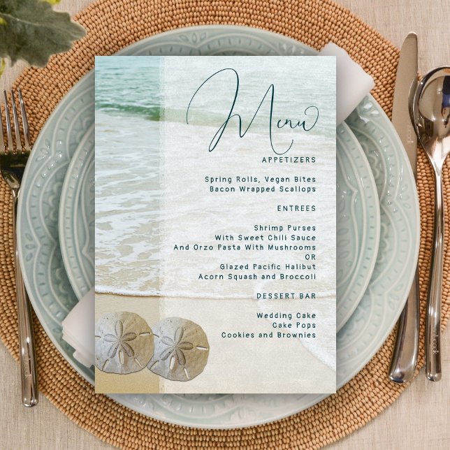 Plantilla de menú de boda con dólar de arena (Subido por el creador)