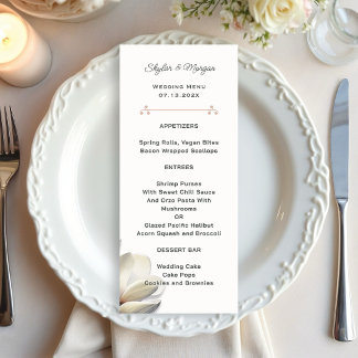 Plantilla de menú de boda con flores de magnolia