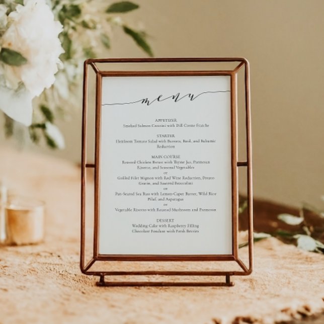 Plantilla de menú de boda con letra elegante y chi (Subido por el creador)