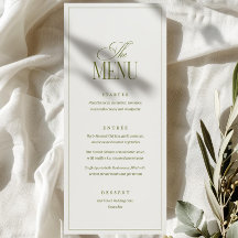 Plantilla de menú de boda editable, verde oliva mo