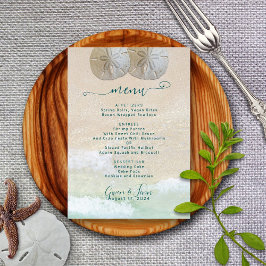 Plantilla de menú de boda en la playa de dólar de 
