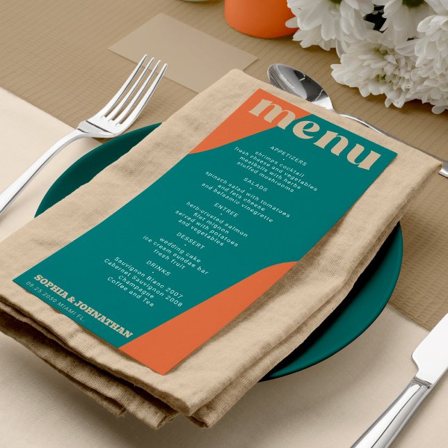 Plantilla de menú de boda retro moderna y divertid (Subido por el creador)