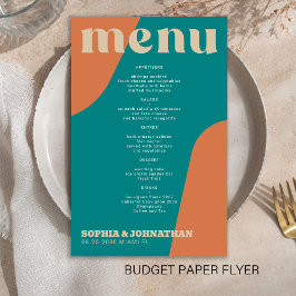 Plantilla de menú de boda retro moderno económico
