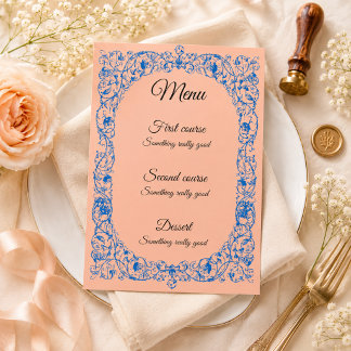 Plantilla de menú de boda vintage elegante | Perso