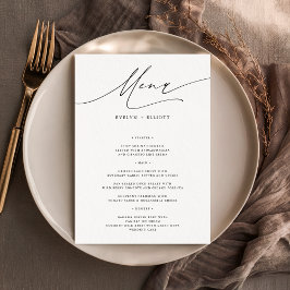 Plantilla de menú de cena Boda de 5 x 7" elegante