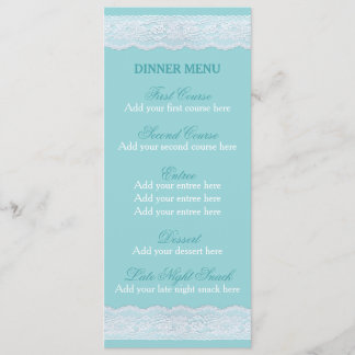 Plantilla de menú de cena de boda de menta Lugar d