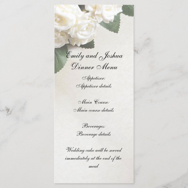 Plantilla de menú de cena de boda personalizable B (Anverso)