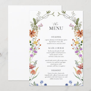 Plantilla de menú de flores silvestres, espectácul