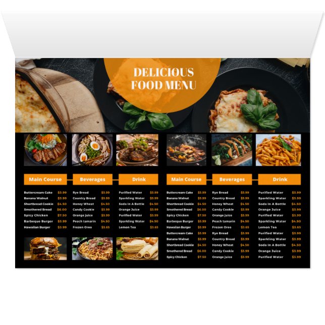 Plantilla de menú de restaurante (Adentro Horizontal (Parte inferior))