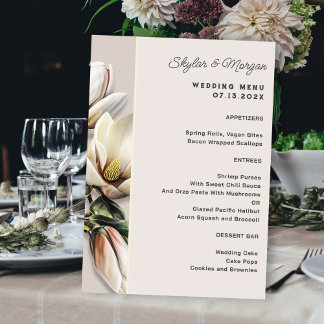 Plantilla de menú del Boda de Magnolia del Sur