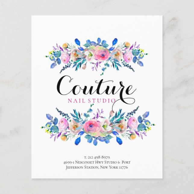 Plantilla de menú del marco de Bouquet floral colo (Atrás)