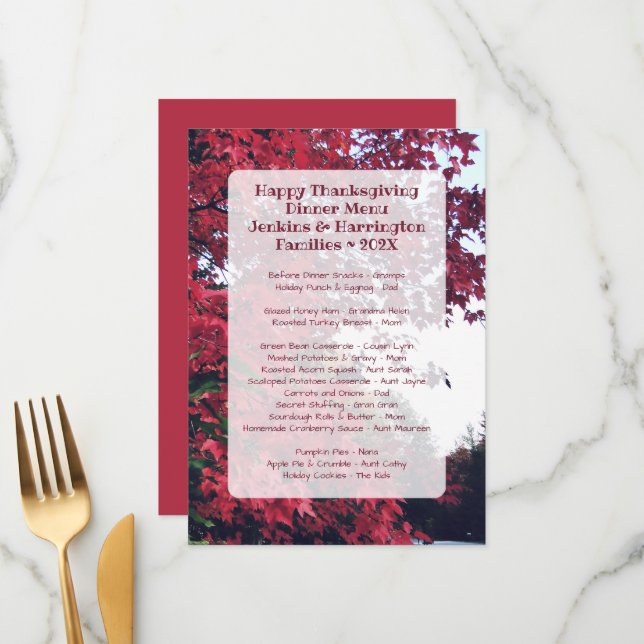 Plantilla de menú diverso de la familia de la cena (Anverso/Reverso In Situ)