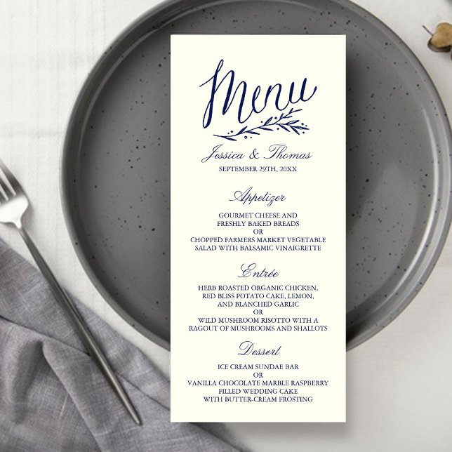 Plantilla de menú moda de la Marina y Boda de Marf (Subido por el creador)