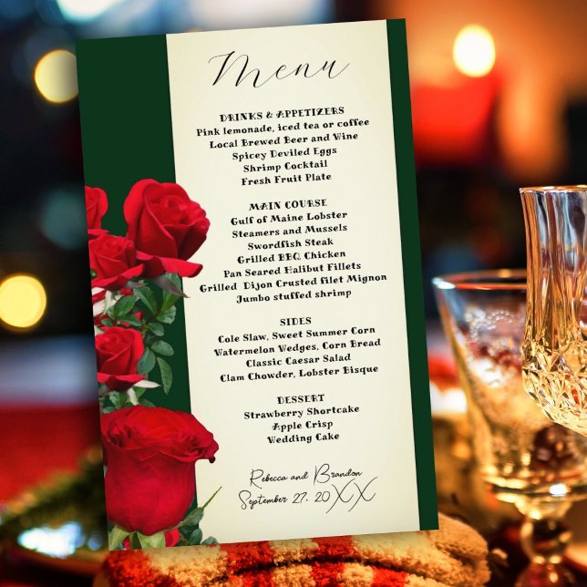 Plantilla de menú Rosas Rojas Vintage (Subido por el creador)