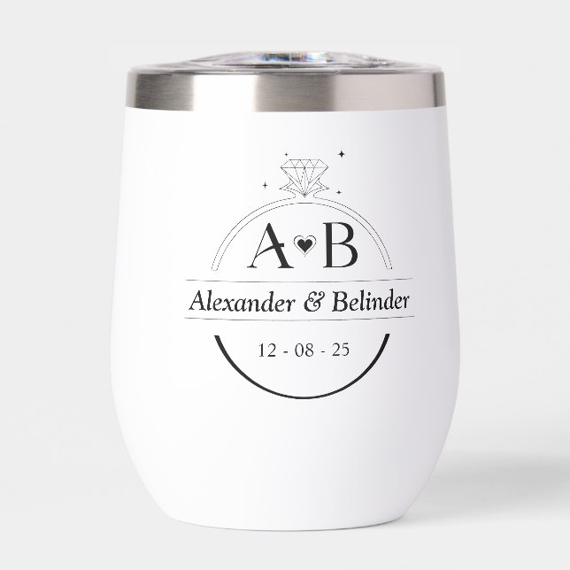 plantilla de monograma de anillo de diamante minim (Frente)