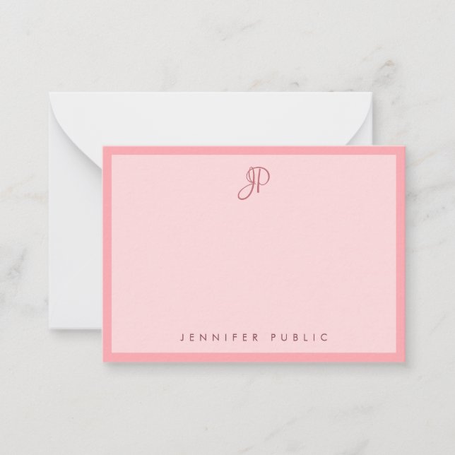 Plantilla de Monograma de Caligrafía Rosa Suave co (Anverso)