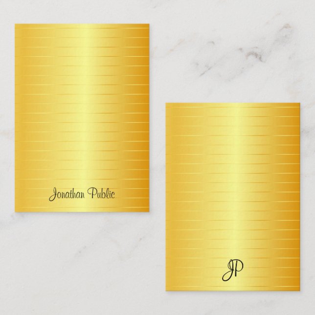 Plantilla de Monograma Elegante de Oro Caligrafiad (Anverso / Reverso)