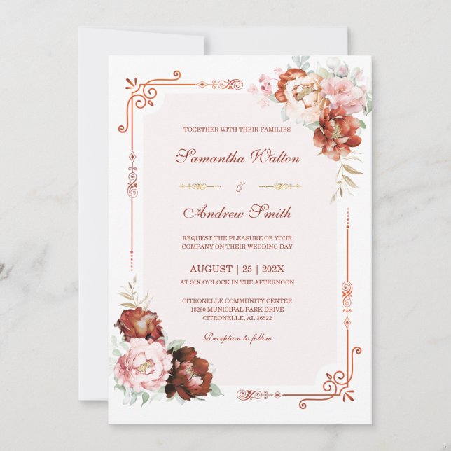 Plantilla de Naranja quemado de boda de otoño (Anverso)