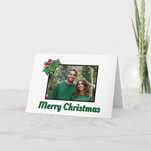 Plantilla de Navidad con hojas de acebo modernas y (Anverso)