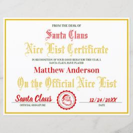 Plantilla de Navidades de certificados de lista Ni