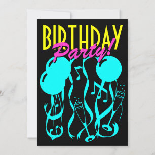 Plantilla de neón de las invitaciones de la fiesta