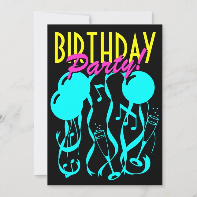 Plantilla de neón de las invitaciones de la fiesta (Anverso)